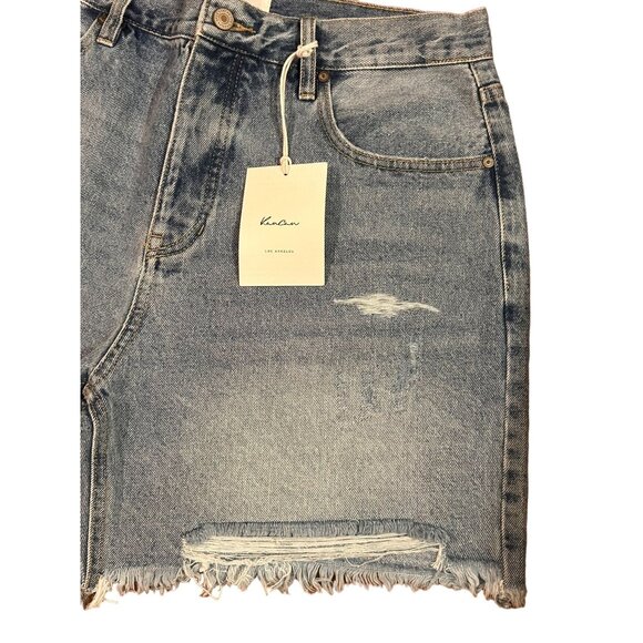 KanCan Women's Distressed High-Waisted Denim Shorts Size 10 - Picture 4 of 7